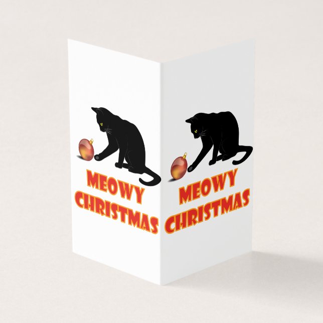 Tarjeta Feliz Navidad Gato Divertido (Exterior)