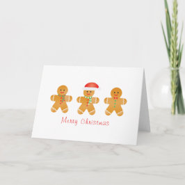 Tarjeta Feliz Navidad Gingbread Men Santa Hat
