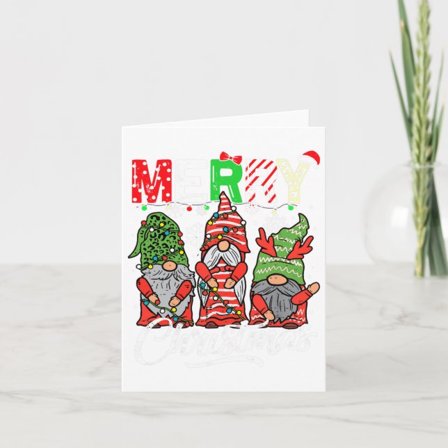 Tarjeta Feliz Navidad Gnomes Familiares Navidades Para Muj (Anverso)