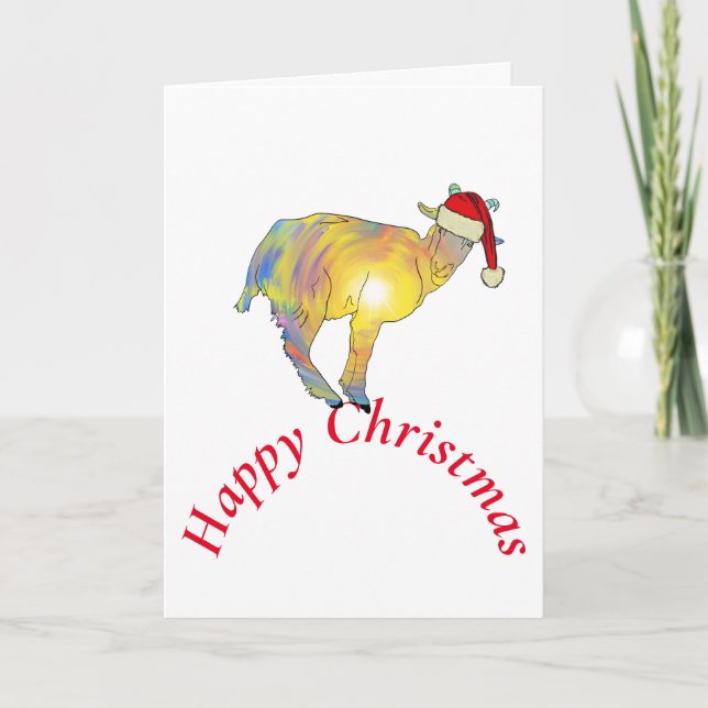 Tarjeta Feliz Navidad Goat Santa (Anverso)