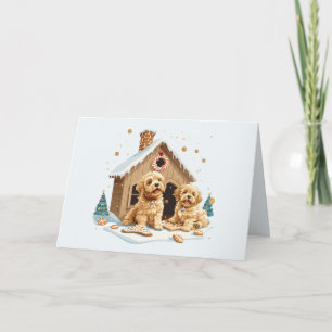 Tarjeta Feliz Navidad Golden Retriever Dogs Gingerbread