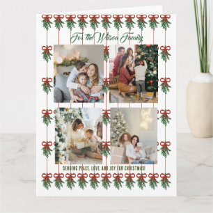 Tarjeta Feliz Navidad Green Holiday Card 4 Collage de foto