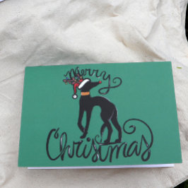 Tarjeta Feliz Navidad Greyhound Reindeer