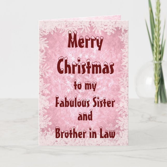 Tarjeta Feliz Navidad, hermana y cuñado (Anverso)