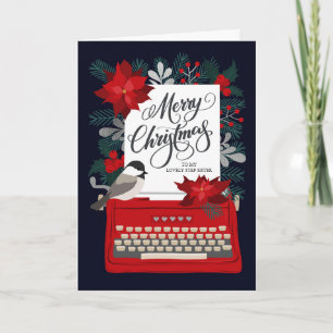 Tarjeta Feliz Navidad Hermanastra Máquina de Escribir Vi