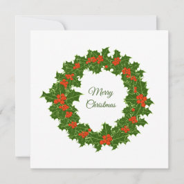 Tarjeta Feliz Navidad Holly Wreath