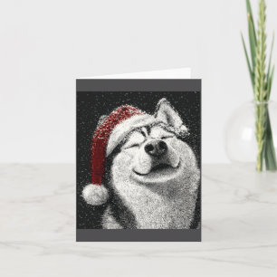 Tarjeta Feliz Navidad Husky Siberiano Manga Larga
