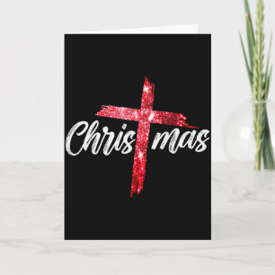 Tarjeta Feliz Navidad Jesús Cruz Cristiana Xmas Pijamas