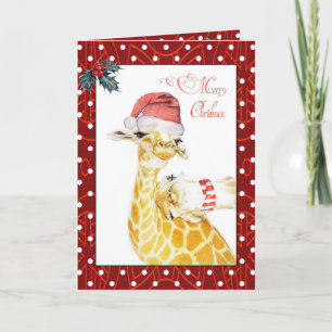 Tarjeta Feliz Navidad Jirafas Humor