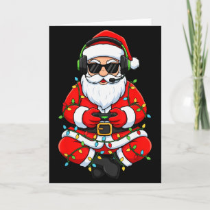 Tarjeta Feliz Navidad Jugador Santa Divertido Jugar Juego