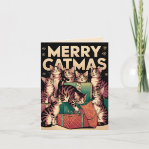 Tarjeta Feliz Navidad - lindos navidades de gatos añejos