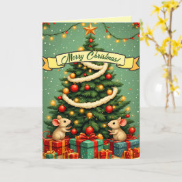 Tarjeta Feliz Navidad Lindos Ratones Felices Árbol Victori