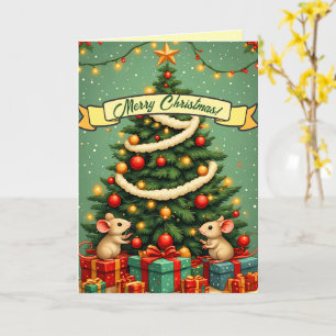 Tarjeta Feliz Navidad Lindos Ratones Felices Árbol Victori