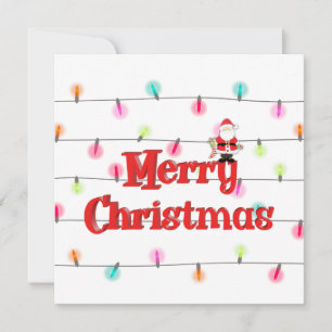 Tarjeta Feliz Navidad Luces navideñas navideñas con Santa