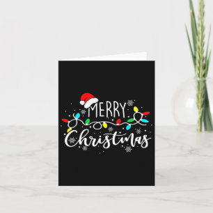 Tarjeta Feliz Navidad Luces Red Santa Hat Familia de navid