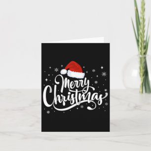 Tarjeta Feliz Navidad Luces Red Santa Hat Familia de navid