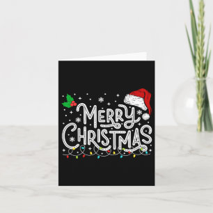 Tarjeta Feliz Navidad Luces Red Santa Hat Familia de navid