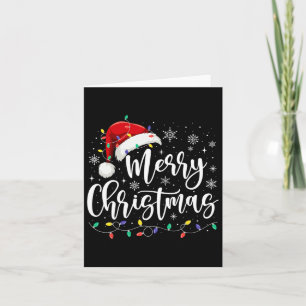 Tarjeta Feliz Navidad Luces Red Santa Hat Familia de navid