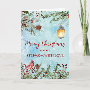 Tarjeta Feliz Navidad madrastra acuarela rústica