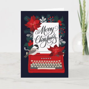 Tarjeta Feliz Navidad   Máquina de Escribir Vintage y Aceb