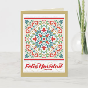 Tarjeta Feliz Navidad México Baldosa Española Feliz Navida