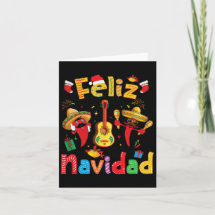 Tarjeta Feliz Navidad México Fiesta Hot Pepper Guitar Xma