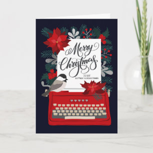 Tarjeta Feliz Navidad Mi Madrina Máquina de Escribir Ant
