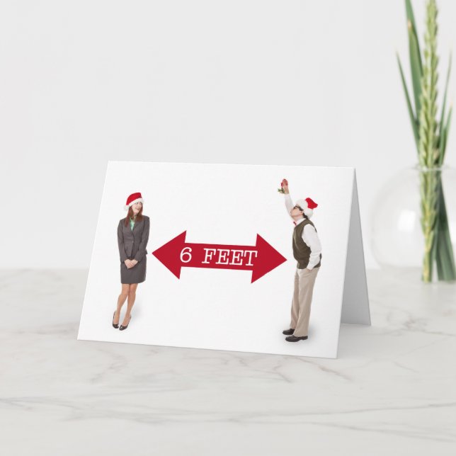Tarjeta Feliz Navidad Mistletoe People Coronavirus Humor (Anverso)