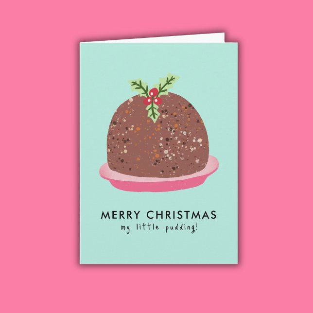 Tarjeta Feliz Navidad Moderno Ilustracion Pudding (Cute 'My Little Pudding' Christmas card)