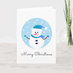 Tarjeta Feliz Navidad Muñeco de Nieve Copos de Nieve