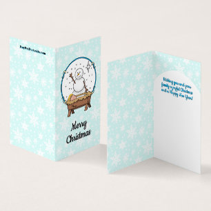 Tarjeta Feliz Navidad Natividad Niño Jesús Snowman