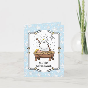 Tarjeta Feliz Navidad Natividad Niño Jesús Snowman