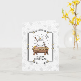 Tarjeta Feliz Navidad Natividad Niño Jesús Snowman