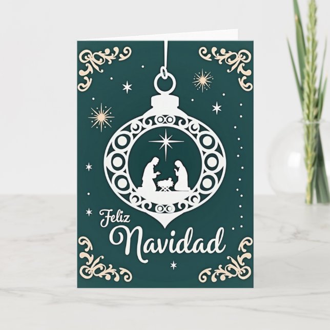 Tarjeta Feliz Navidad Nativity Scene Card (Anverso)