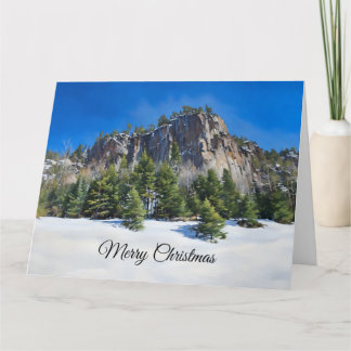 Tarjeta Feliz Navidad - Naturaleza, Nieve y Evergreens