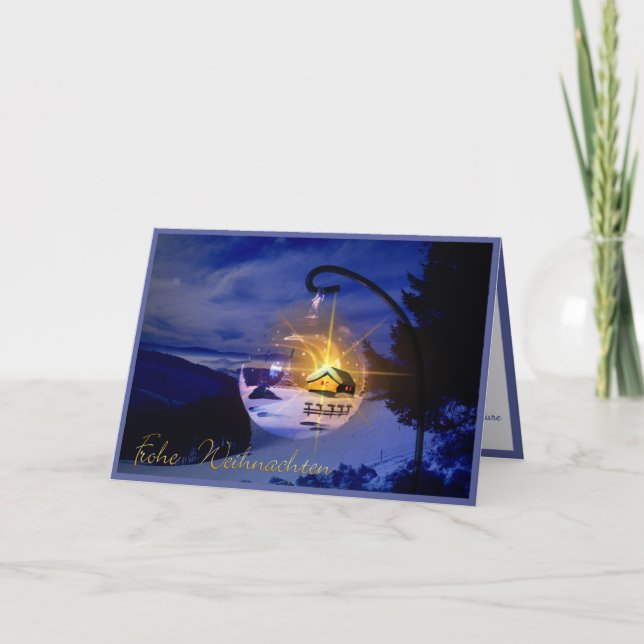 Tarjeta Feliz Navidad Navidad Alemana Personaliza (Anverso)
