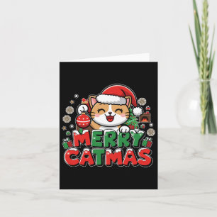 Tarjeta Feliz Navidad Navidad Decoración Santa Cat Funny C