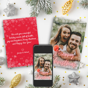 Tarjeta feliz navidad navidad guión neón rojo foto de vaca