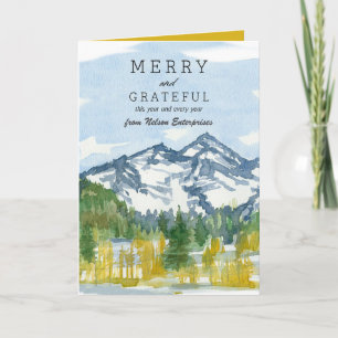 Tarjeta Feliz Navidad Negocio Montañas Rocosas Personaliza