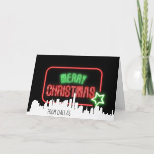 Tarjeta Feliz Navidad Neon Rótulo Snowflakes