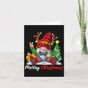 Tarjeta Feliz Navidad Nochebuena Gamer Gnome Video Game Bo