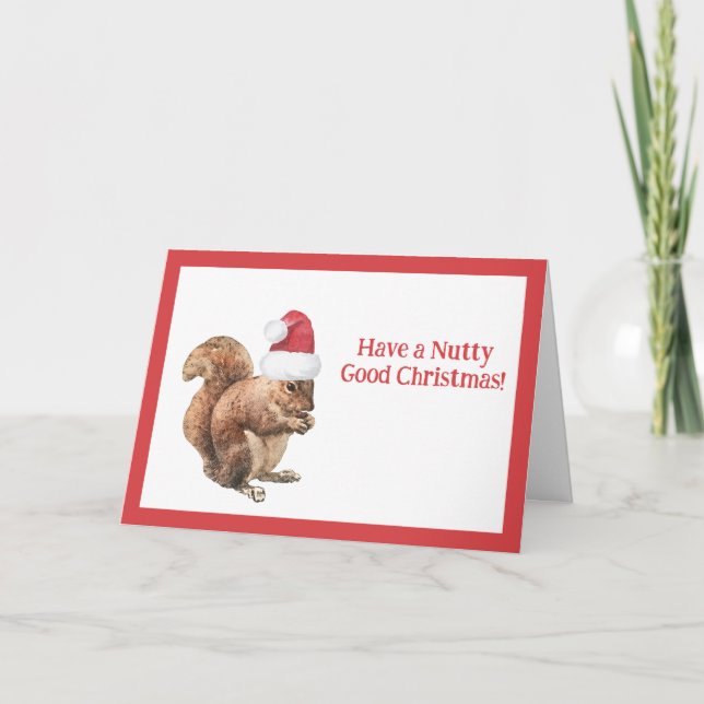 Tarjeta Feliz Navidad NUECES Squirrel Fiesta (Anverso)