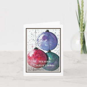 Tarjeta Feliz Navidad, Ornamentos acuarela Resumen de arte