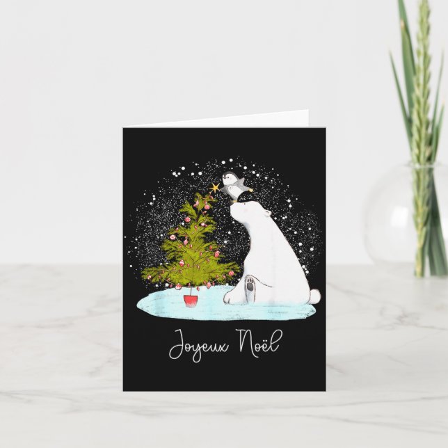 Tarjeta Feliz Navidad - Oso de Lar Pingüino Cute Navidad  (Anverso)