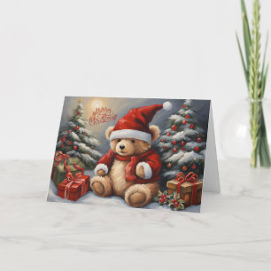 Tarjeta Feliz Navidad Oso de peluche, presencias, decoraci
