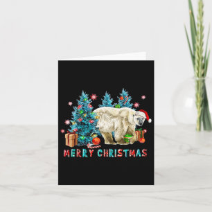 Tarjeta Feliz Navidad, Oso Polar Y Luz De Árbol, Navidad.