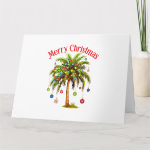 Tarjeta Feliz Navidad Palm Tree Light Tropical Hawaiano