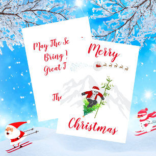 Tarjeta Feliz Navidad Panda Bear Esquí