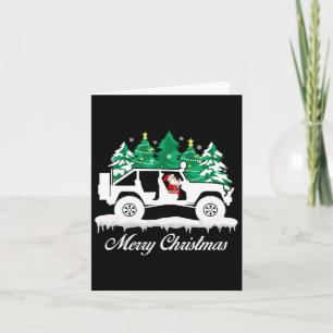 Tarjeta Feliz Navidad Papá Noel conduciendo 4x4 fuera de c
