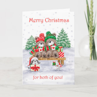 Tarjeta Feliz Navidad para ambos, pareja de osos